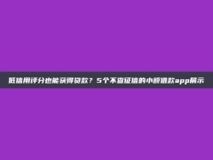 低信用评分也能获得贷款？5个不查征信的小额借款app展示