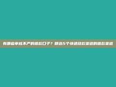 有哪些审核不严的借款口子？精选5个快速放款渠道的借款渠道