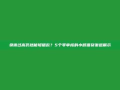 负债过高仍然能够借款？5个零审核的小额借贷渠道展示