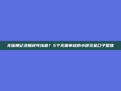 无信用记录照样可以借？5个无需审核的小额资金口子整理