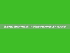 无信用记录照样可以借？5个无需审核的小额口子app展示