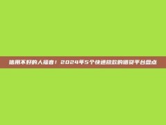 信用不好的人福音！2024年5个快速放款的借贷平台盘点