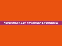 无信用记录照样可以借？5个无需审核的小额借贷渠道汇总