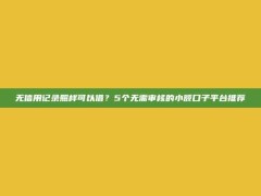 无信用记录照样可以借？5个无需审核的小额口子平台推荐