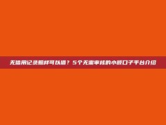 无信用记录照样可以借？5个无需审核的小额口子平台介绍