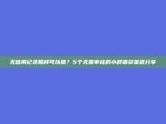 无信用记录照样可以借？5个无需审核的小额借贷渠道分享