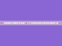 无信用记录照样可以借？5个无需审核的小额贷款通道汇总