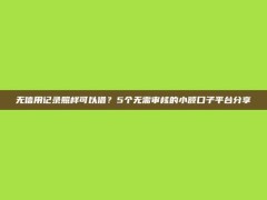 无信用记录照样可以借？5个无需审核的小额口子平台分享