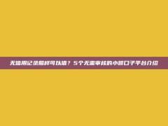 无信用记录照样可以借？5个无需审核的小额口子平台介绍