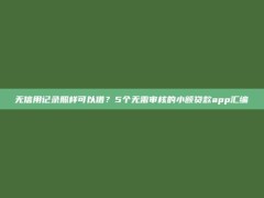 无信用记录照样可以借？5个无需审核的小额贷款app汇编