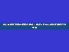 借款能顺利获得的策略有哪些？介绍5个高效借款渠道的网贷平台