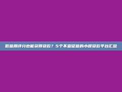 低信用评分也能获得贷款？5个不查征信的小额贷款平台汇总