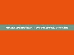 负债过高仍然能够借款？5个零审核的小额口子app推荐