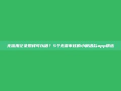 无信用记录照样可以借？5个无需审核的小额借款app精选