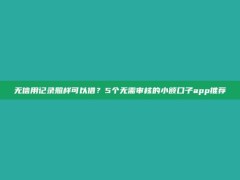 无信用记录照样可以借？5个无需审核的小额口子app推荐