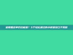 逾期黑名单仍旧能借？5个轻松通过的小额借贷口子揭晓