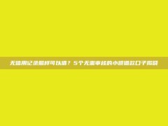 无信用记录照样可以借？5个无需审核的小额借款口子揭晓