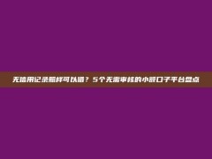 无信用记录照样可以借？5个无需审核的小额口子平台盘点