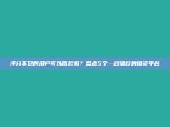 评分不足的用户可以借款吗？盘点5个一秒借款的借贷平台