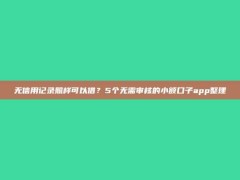 无信用记录照样可以借？5个无需审核的小额口子app整理