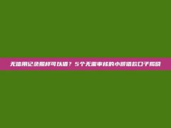 无信用记录照样可以借？5个无需审核的小额借款口子揭晓