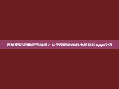 无信用记录照样可以借？5个无需审核的小额贷款app介绍