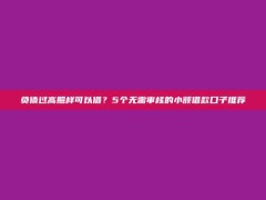 负债过高照样可以借？5个无需审核的小额借款口子推荐