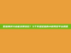 低信用评分也能获得贷款？5个不查征信的小额网贷平台揭晓