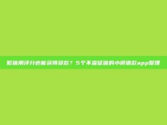 低信用评分也能获得贷款？5个不查征信的小额借款app整理