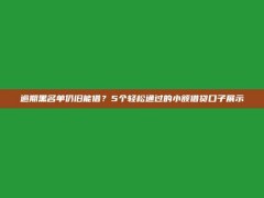 逾期黑名单仍旧能借？5个轻松通过的小额借贷口子展示