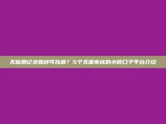 无信用记录照样可以借？5个无需审核的小额口子平台介绍