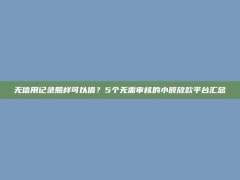 无信用记录照样可以借？5个无需审核的小额放款平台汇总