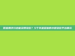 低信用评分也能获得贷款？5个不查征信的小额贷款平台展示