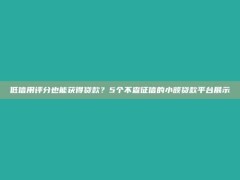 低信用评分也能获得贷款？5个不查征信的小额贷款平台展示