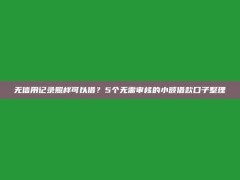 无信用记录照样可以借？5个无需审核的小额借款口子整理