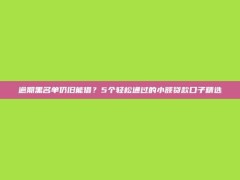 逾期黑名单仍旧能借？5个轻松通过的小额贷款口子精选