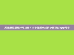 无信用记录照样可以借？5个无需审核的小额贷款app分享