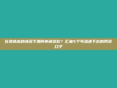 在负债高的情况下如何申请贷款？汇编5个可迅速下款的网贷口子