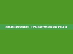 逾期黑名单仍旧能借？5个轻松通过的小额贷款平台汇编