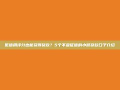 低信用评分也能获得贷款？5个不查征信的小额贷款口子介绍