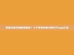 负债过高仍然能够借款？5个零审核的小额口子app汇总