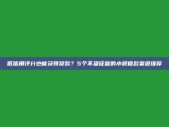 低信用评分也能获得贷款？5个不查征信的小额借款渠道推荐