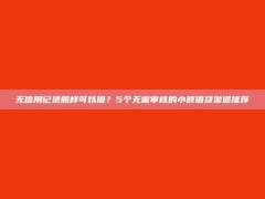 无信用记录照样可以借？5个无需审核的小额借贷渠道推荐