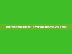 负债过高仍然能够借款？5个零审核的小额资金口子揭晓