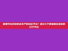 哪里可以找到审核不严的贷款平台？展示5个便捷借款渠道的口子平台