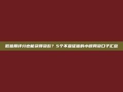 低信用评分也能获得贷款？5个不查征信的小额网贷口子汇总