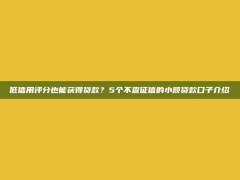 低信用评分也能获得贷款？5个不查征信的小额贷款口子介绍