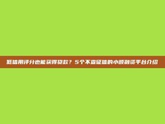 低信用评分也能获得贷款？5个不查征信的小额融资平台介绍