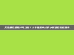 无信用记录照样可以借？5个无需审核的小额借贷渠道展示