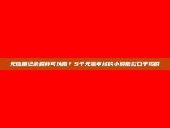 无信用记录照样可以借？5个无需审核的小额借款口子揭晓